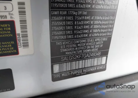 2016 Land Rover Range Rover 3.0L V6 Turbocharged Diesel Hse Td6 from USA, damaged, VIN SALGS2KF7GA249348